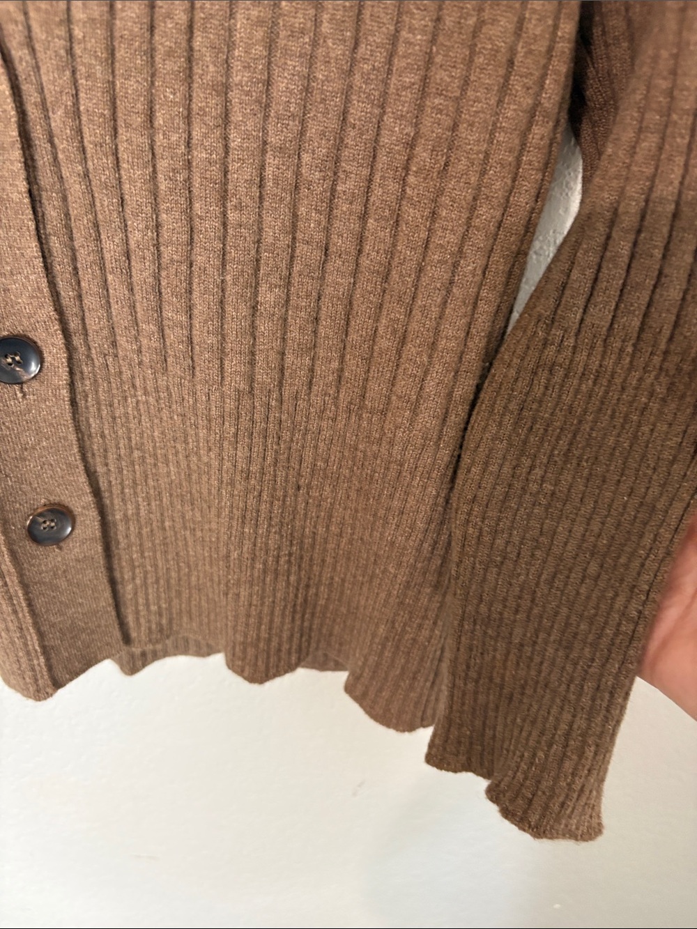 Jil Sander Cashmere Brown Ribbed V-Neck Cardigan - Picture 2 of 6